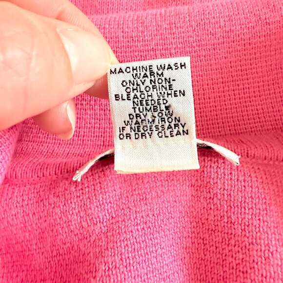 VTG Harold's Pink Bow Collared Twee Cotton Sweater Cardigan Size L - Picture 14 of 16